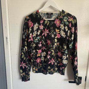 Lovely, luxurious, 100% cashmere, petite medium floral sweater by Lord & Taylor